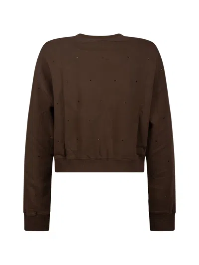 Mc2 Saint Barth Stud-embellished Sweatshirt In Brown