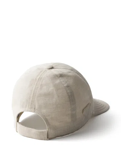 Prada Denim Baseball Cap In White