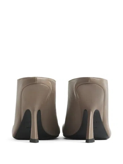 Mugler Square-toe Leather Mules In Gray