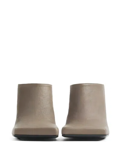 Mugler Square-toe Leather Mules In Gray