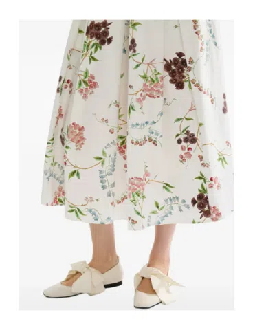 Erdem Chintz Floral Pleated Organic Cotton Poplin A-line Midi Skirt In Burgundy