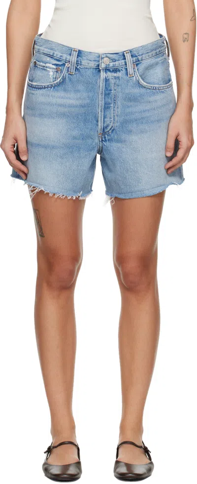 Agolde Parker Long Shorts In Fairway In Blue