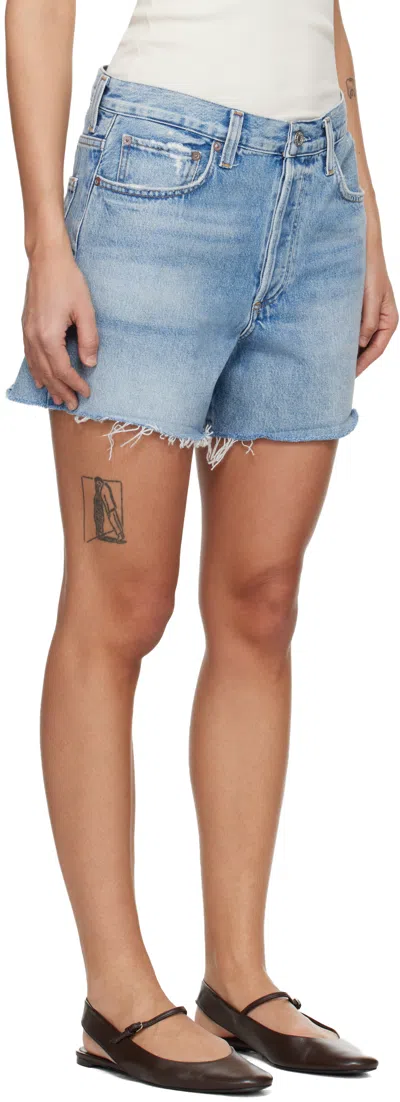 Agolde Parker Long Shorts In Fairway In Blue
