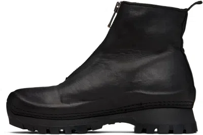 Guidi Black Vs01 Leather Front Zip Ankle Boots In Black