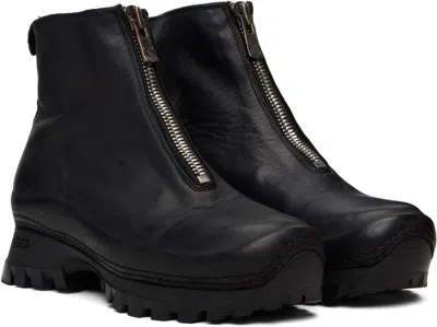Guidi Black Vs01 Leather Front Zip Ankle Boots In Black