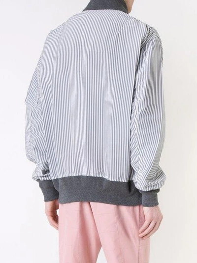 Shop Sacai Pinstriped Bomber Jacket In White