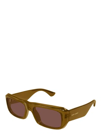 Saint Laurent Eyewear Rectangular Frame Sunglasses In Brown