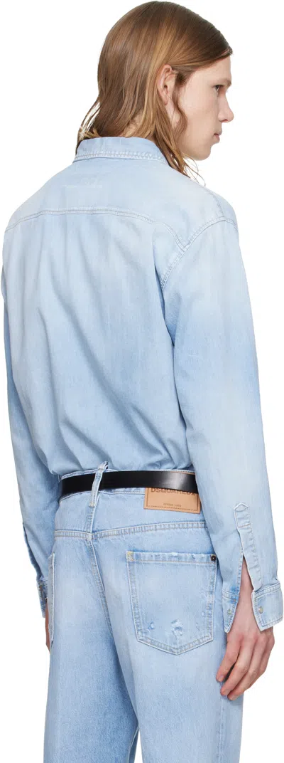 Dsquared2 Shirt Collared Design Buttoned Cuffs Pockets In Blue