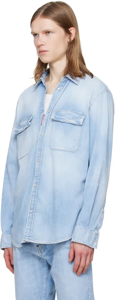 Dsquared2 Shirt Collared Design Buttoned Cuffs Pockets In Blue