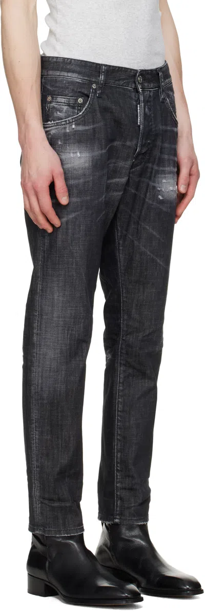 Dsquared2 Black Distressed Stretch Jeans In Black