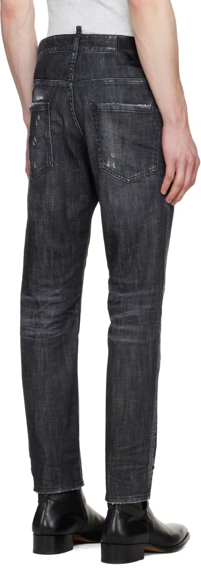 Dsquared2 Black Distressed Stretch Jeans In Black