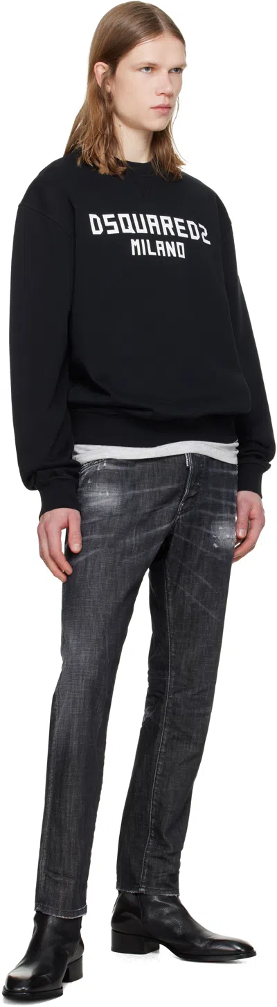 Dsquared2 Black Distressed Stretch Jeans In Black