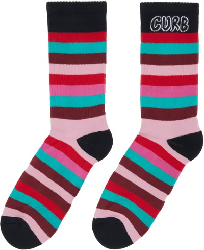 Lanvin Striped Curb-lettering Socks In Multi