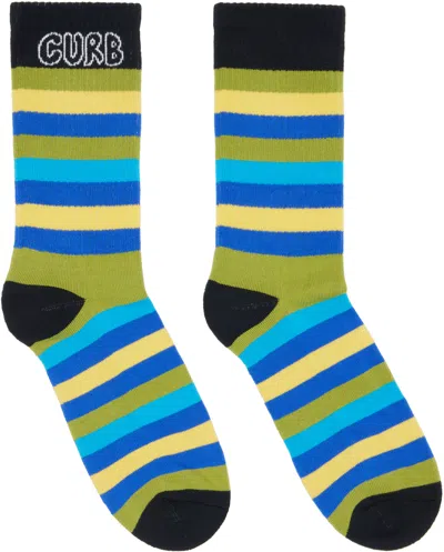 Lanvin Striped Curb-lettering Socks In Multi