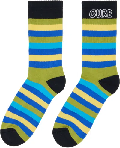 Lanvin Striped Curb-lettering Socks In Multi