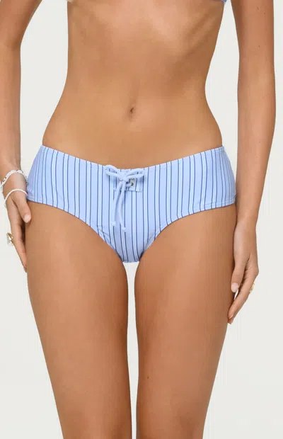Edikted Blonca Stripe Boyshort Bikini Bottoms In Blue