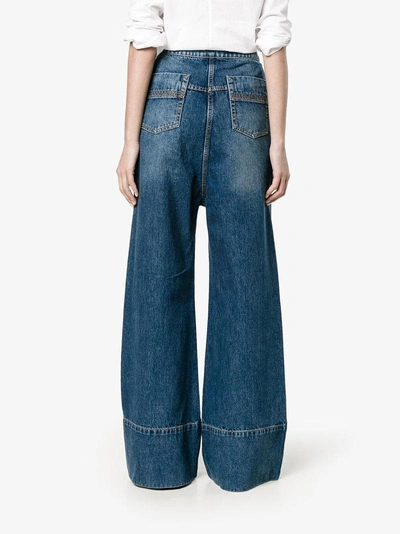 Shop Ellery Wide Leg Denim Jeans In Blue