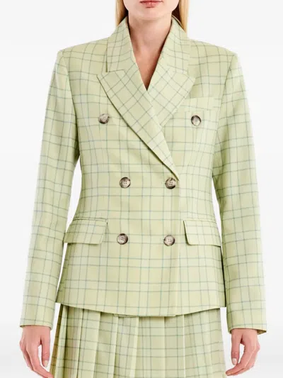 Vicolo Check-pattern Double-breasted Blazer In Green