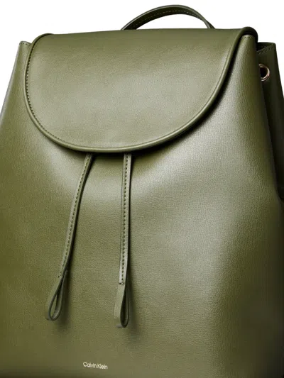 Calvin Klein Drawstring Foldover-top Backpack In Green