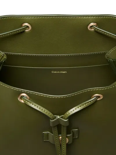 Calvin Klein Drawstring Foldover-top Backpack In Green