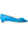 Rupert Sanderson Aga Suede Point-toe Flats In Azure Blue