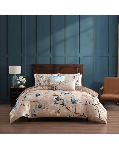 Bebejan 220 Thread Count Blossom Reversible Comforter Set In Neutral