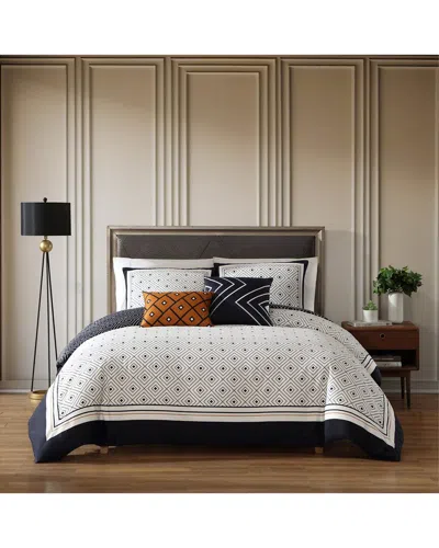 Bebejan 220 Thread Count Geometric Reversible Comforter Set In Black
