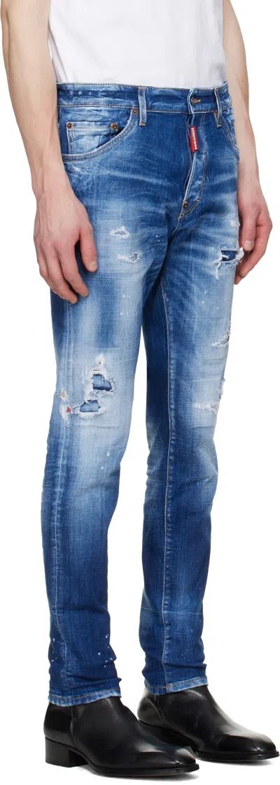 Dsquared2 Teddy Belt Loop Jeans In Blue