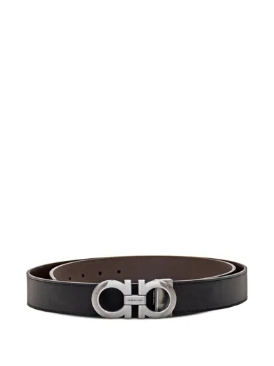 Ferragamo Men Reversible Leather Belt In Black