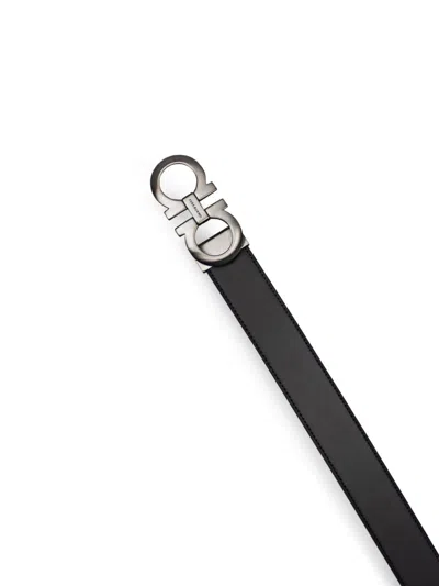 Ferragamo Men Reversible Leather Belt In Black