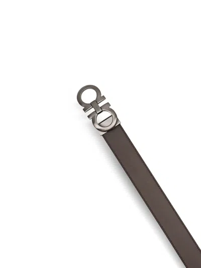 Ferragamo Men Reversible Leather Belt In Black
