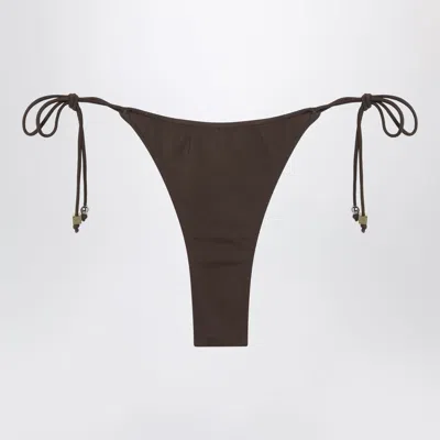Jacquemus Brown Triangle Bikini Bottom In Black