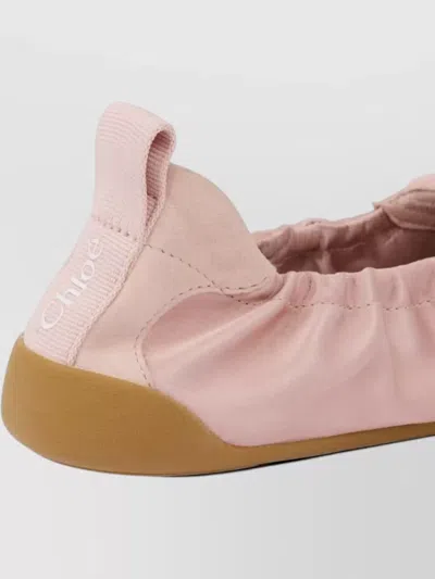 Chloé Kick Leather Ballet Flats Round Toe In Pink