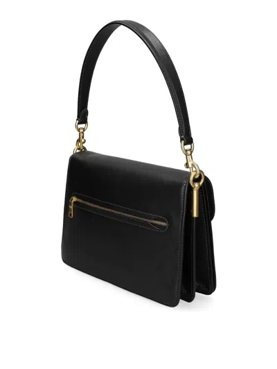 Coach Tabby Chain Leather Shoulder Bag In Black