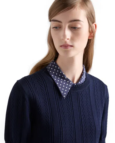 Prada Openwork Cotton Mini-dress In Blue