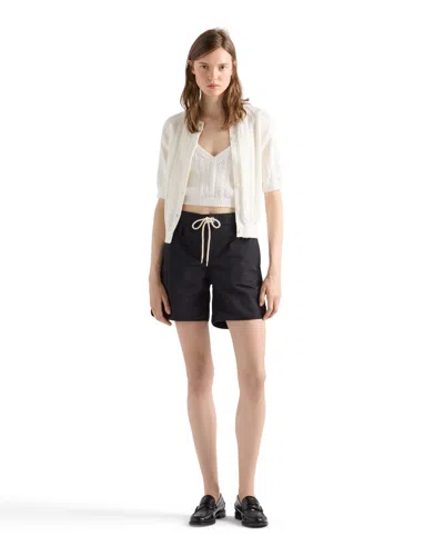 Prada Openwork Cotton Crop Top In White