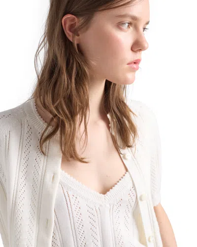 Prada Openwork Cotton Crop Top In White