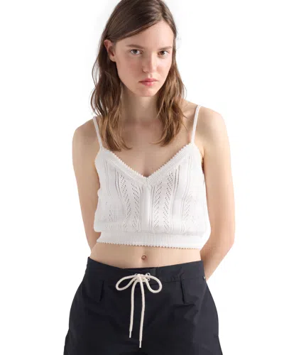 Prada Openwork Cotton Crop Top In White