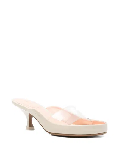 Chloé Womens Chloe Junie Leather And Pvc Heeled Sandals In White
