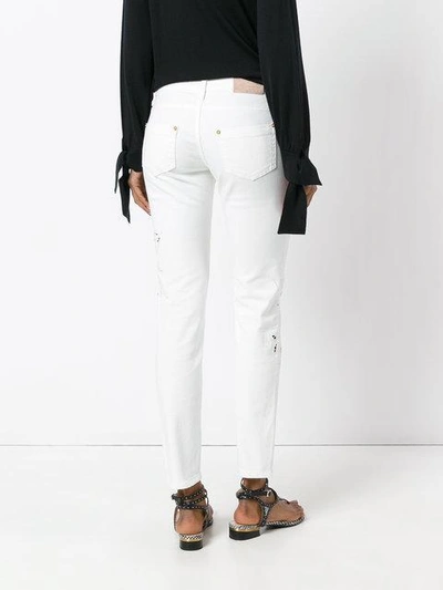Shop Blumarine Broderie Anglaise Trousers - White