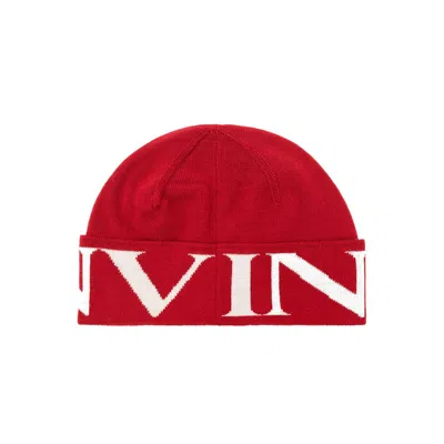 Lanvin Multicolor Wool Beanie In Red