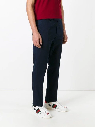 Shop Gucci Gabardine Chinos In Blue