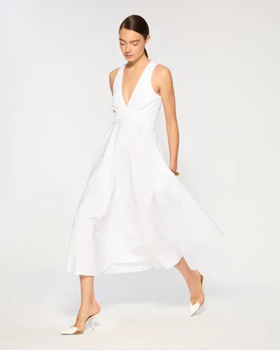 Serena Bute Cotton V Neck Midi Dress In White