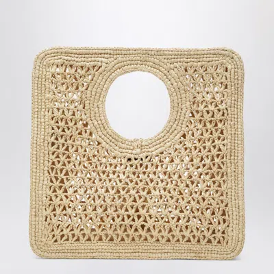 Jacquemus Small The Spiaggia Circular-handle Crochet Tote Bag In Nude