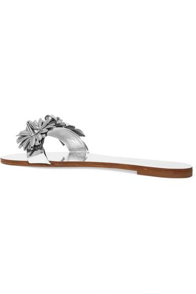 Shop Sophia Webster Lilico Appliquéd Metallic Leather Slides