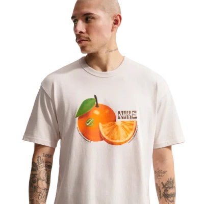 Nike Premium Orange Graphic T-shirt In Gray