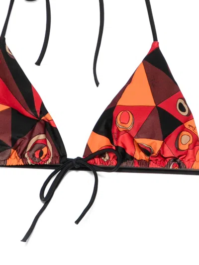 Pucci Printed Triangle Bikini Top In Brown