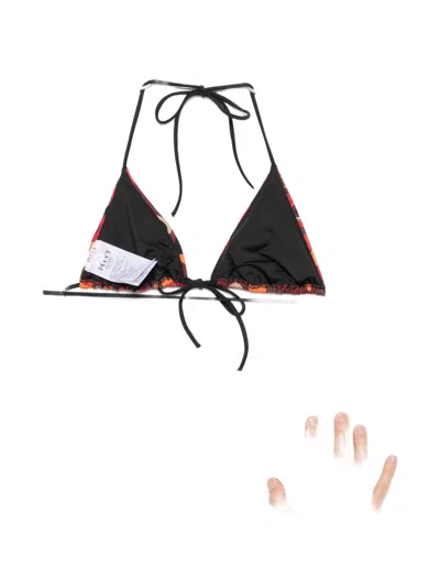 Pucci Printed Triangle Bikini Top In Brown