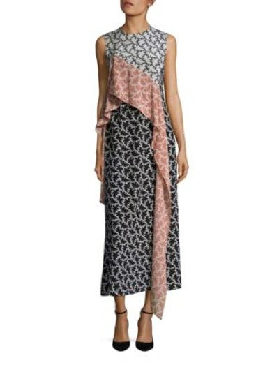 Shop Diane Von Furstenberg Sleeveless Ruffled Silk Dress In Vermier