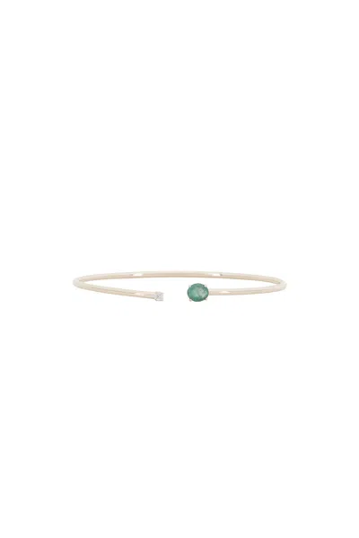Stone And Strand Emerald Luxe Open Bangle Bracelet In Silver